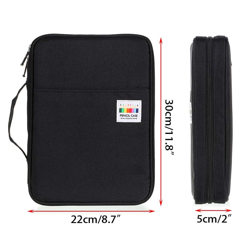 BTSKY Portable Colored Pencil Case - Colored Pencil Organizer Holds 166 Pencils or 112 Gel Pens Large Capacity Zippered Pencil Holder Gel pens (Black) - Image 3